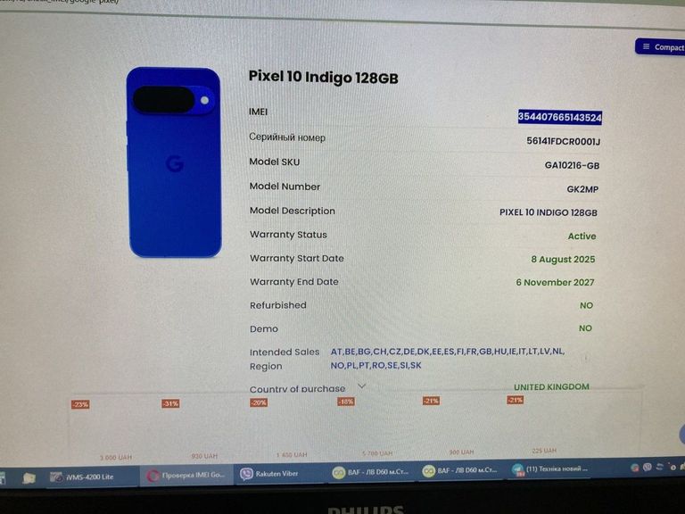 Розпродаж Google Pixel 10 12/128GB Indigo, продавець Техноскарб