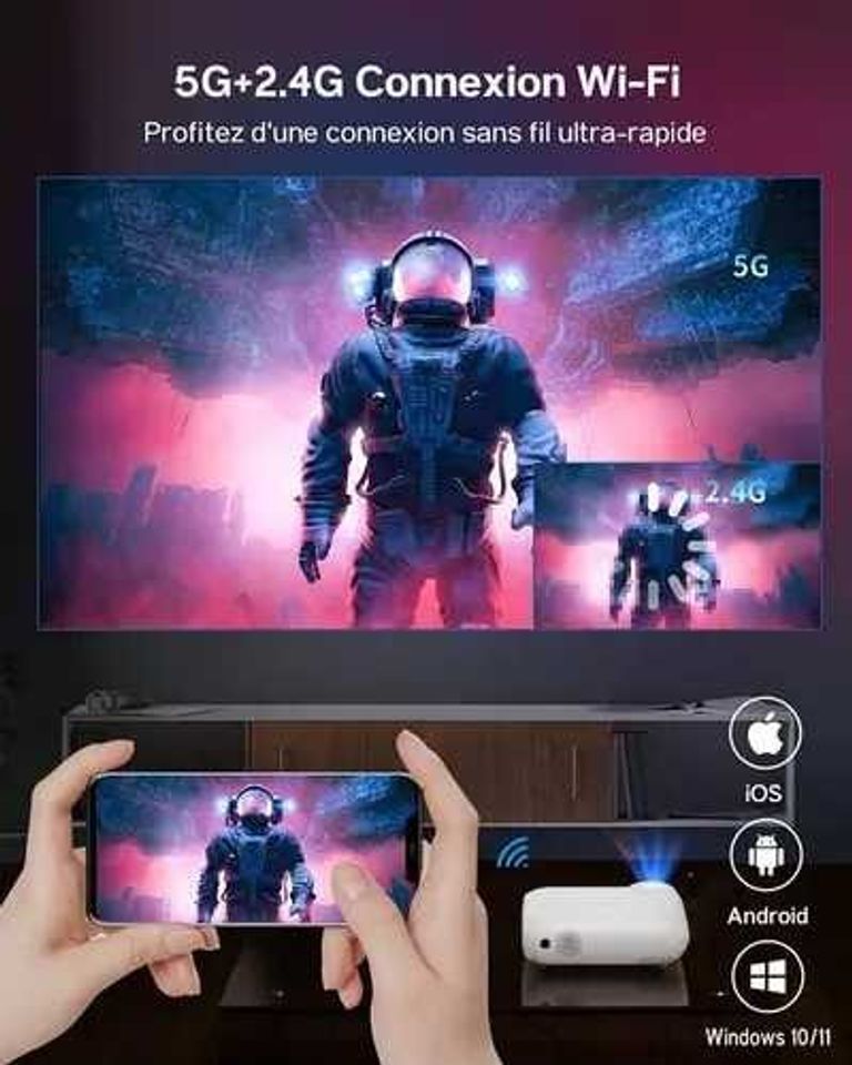 Мультимедійний проєктор Yoton Y7 Full HD 9000 Лм Wi-Fi Bluetooth g2. Новий! Код:null. Зображення 4