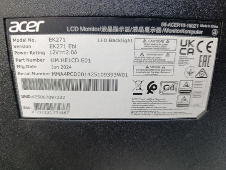 Acer ek271ebi Код:01-200873896. Изображение 5