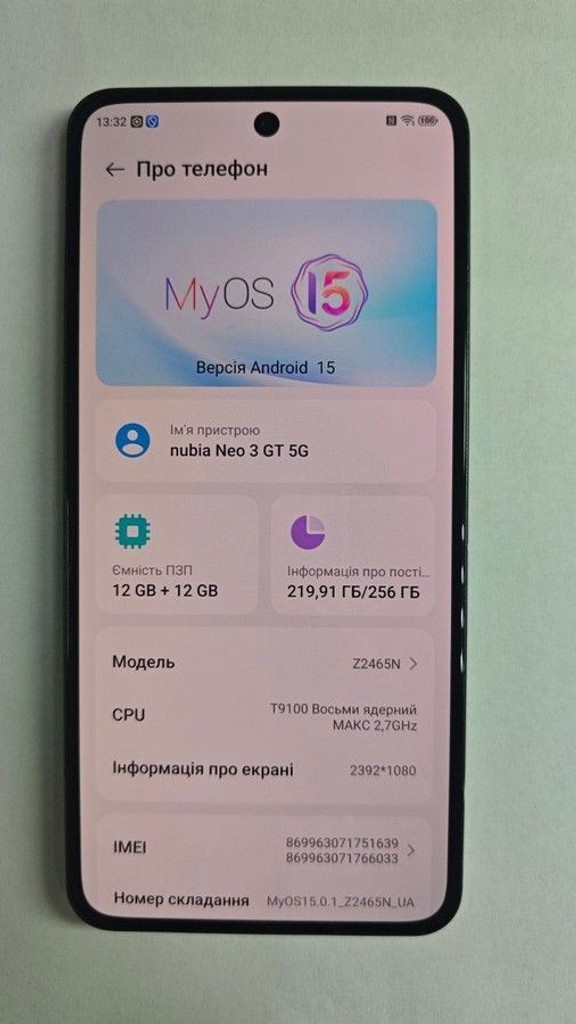 Оголошення Zte Nubia Neo 3 GT 5G 12/256GB Gray Б/У