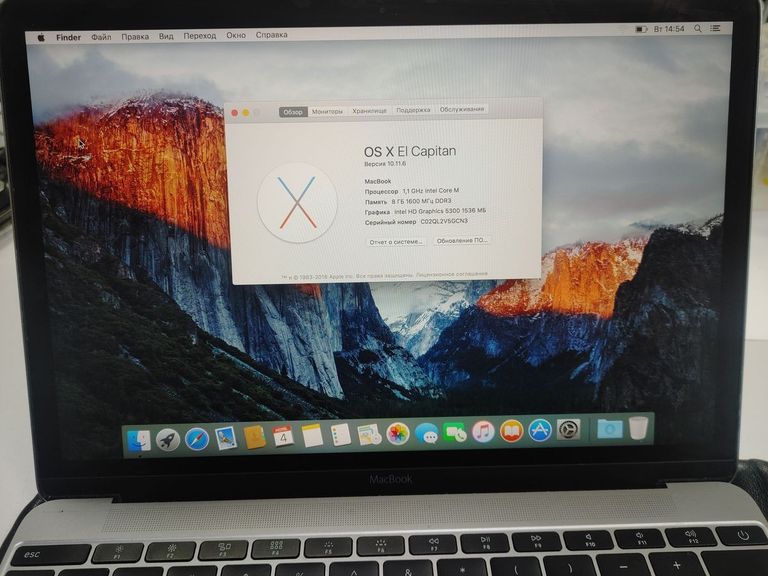 Купить Apple macbook a1534 12" core m 1,1ghz/ram8gb/ssd256gb/intel hd graphics 5300 Б/У