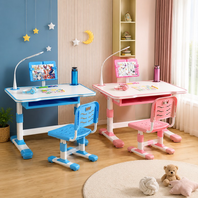 Купити Children's desk зі стільцем регульована з лампою та підставкою для книг Б/У