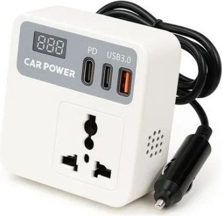 Купить Автомобільний інвертор 12V-220V з USB та Type-C PD, Car Power, з дисплеєм Б/У