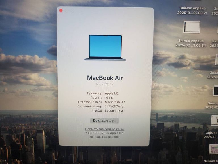 Apple macbook air 13,6" m2 2022 Код:01-200443538. Зображення 25