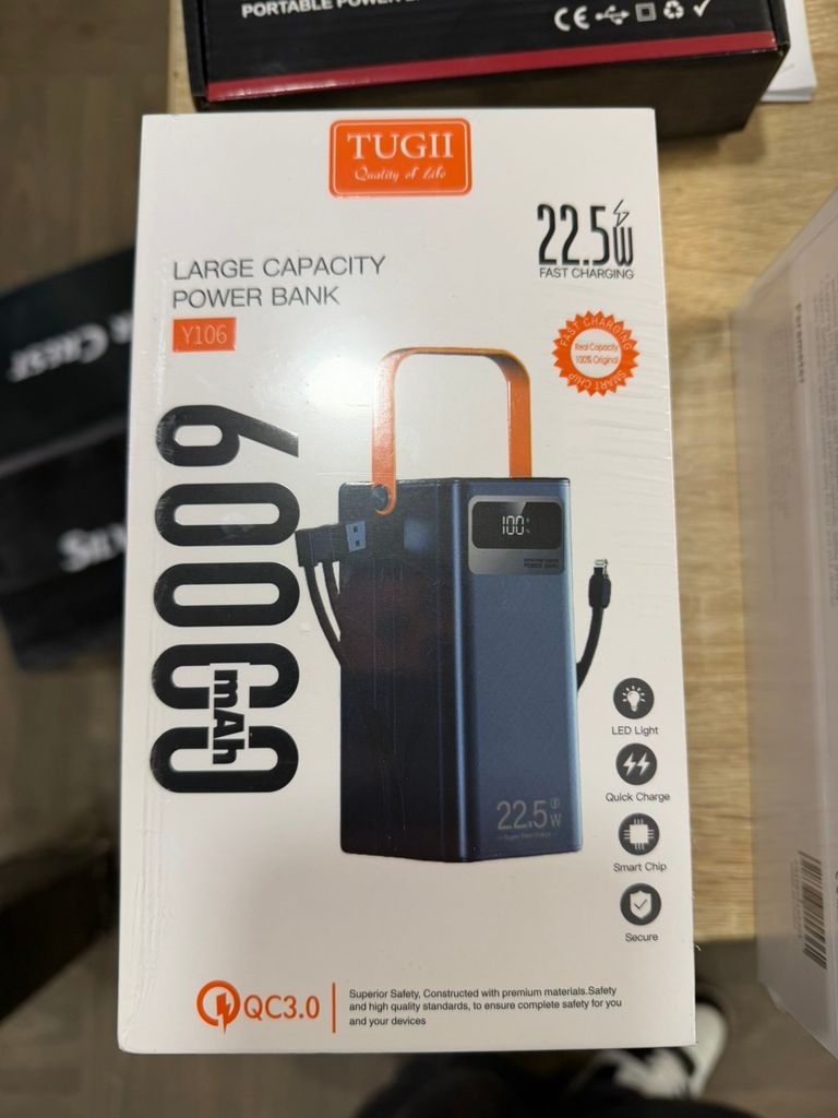 Оголошення Зовнішній акумулятор TUGII Y106 60000 мАг із швидкою зарядкою 22,5 Вт Б/У