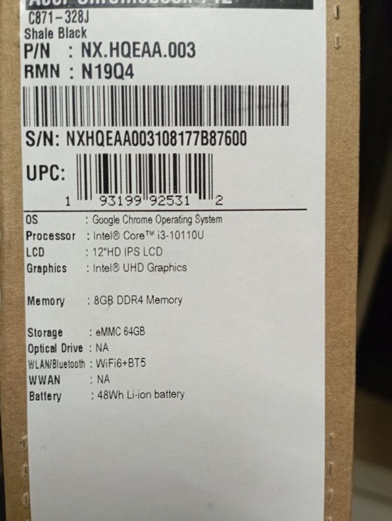 Объявление Acer chromebook 13.5``/core i3-10110u / ram 8gb / emmc 64gb / інтегрована Б/У