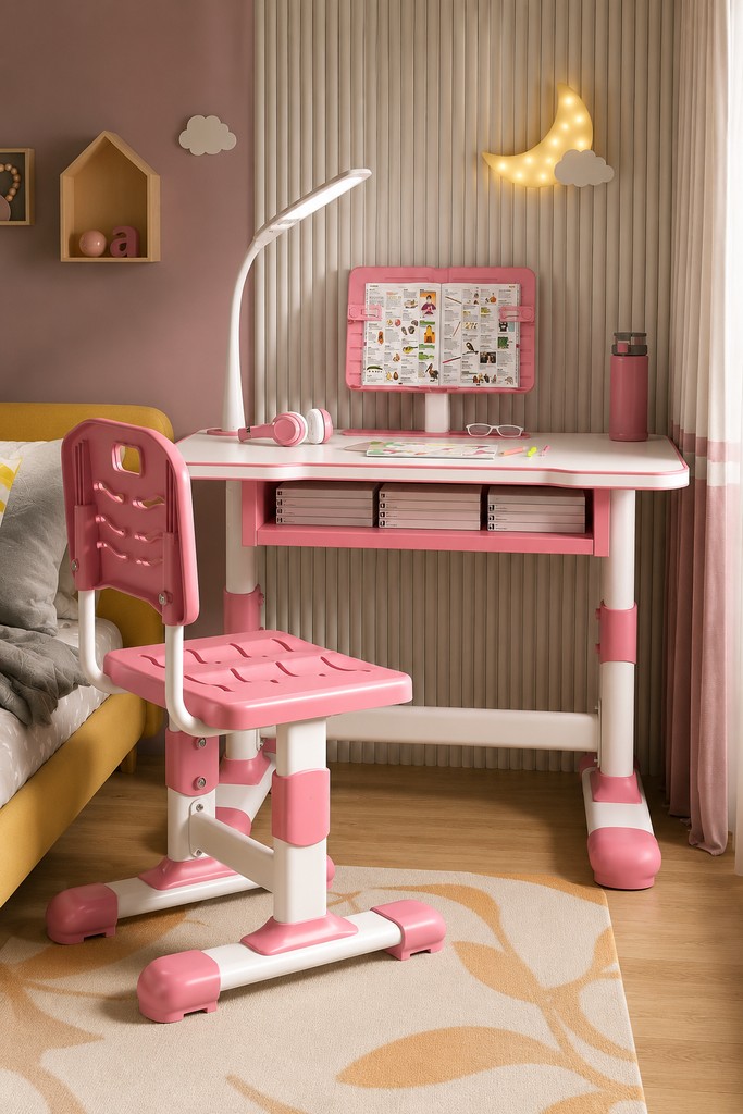 Оголошення Children's desk зі стільцем регульована з лампою та підставкою для книг Б/У