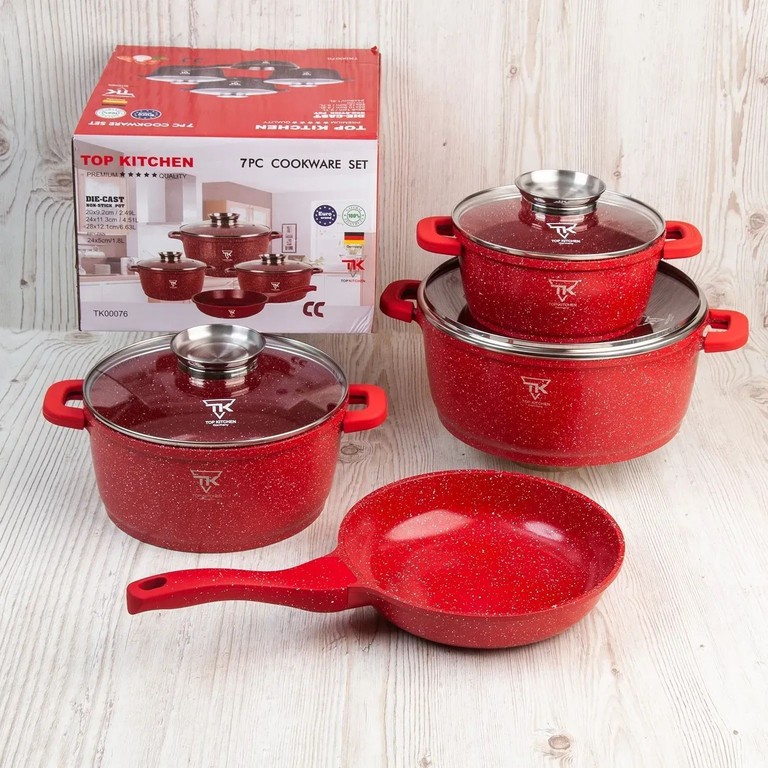 Дешево Top Kitchen TK-00076 з антипригарним покриттям 7 предметів + 6 силіконових прихваток з ломбарду