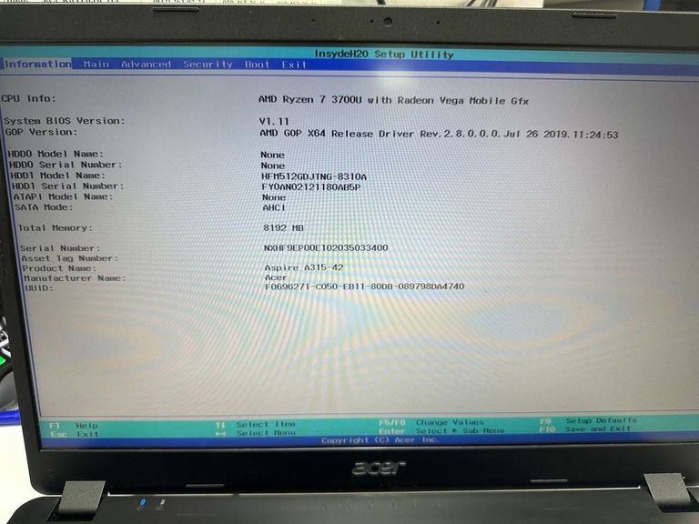 Распродажа Acer 15/ryzen 7 3700u ddr4/8gb ddr4/hdd *відсутній/ssd 512 gb/*інтегрована, продавец Техноскарб