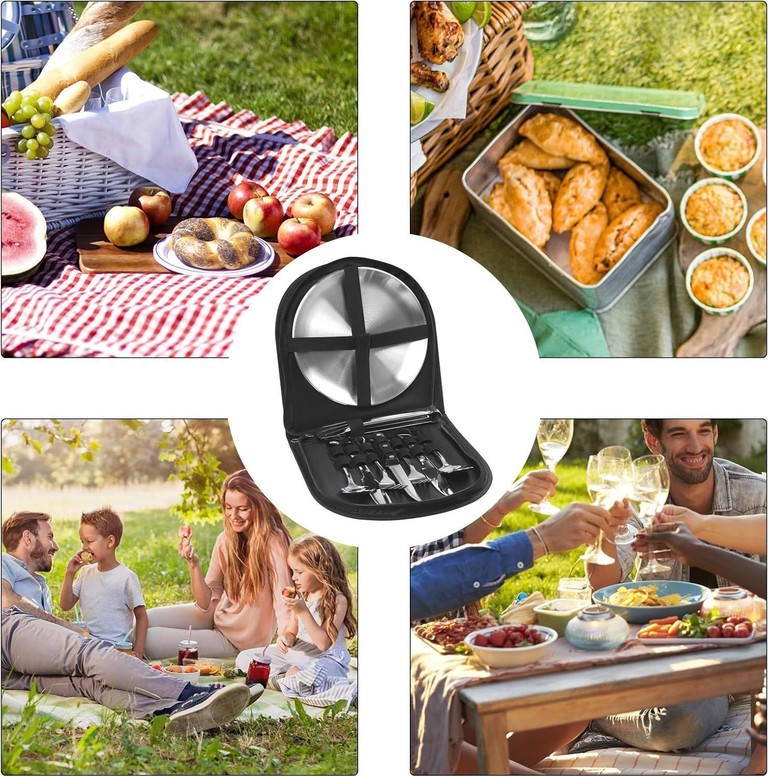 Дешево Picnic set 10 в 1 з нержавіючої сталі в чохлі з ломбарду