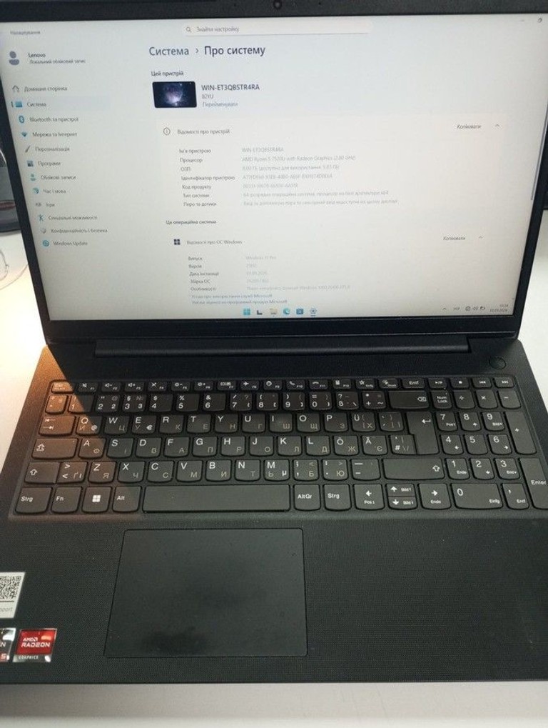 Lenovo 15/ryzen 5 7520u ddr5/8gb ddr5/hdd *відсутній/ssd 256 gb/*інтегрована Код:01-201118495. Зображення 5