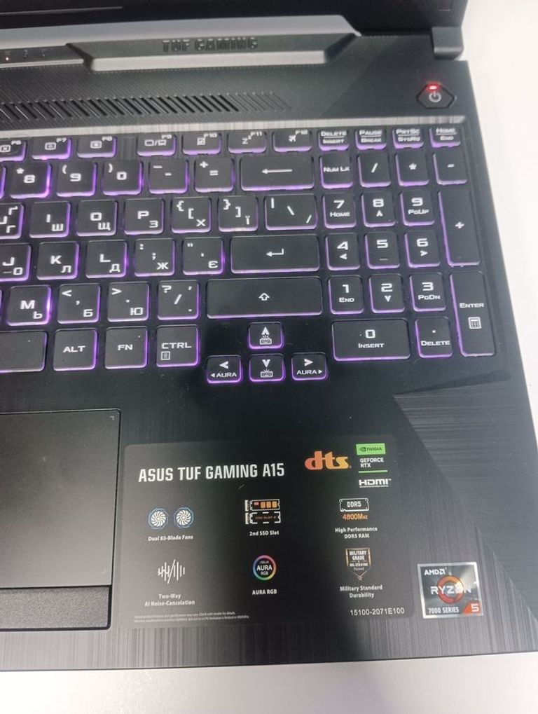 Дешево Asus 15/ryzen 5 7535hs ddr5/8gb ddr5/hdd *відсутній/ssd 512 gb/geforce rtx2050 4gb з ломбарду