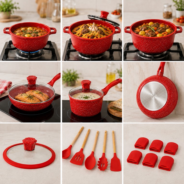 Оголошення Top Kitchen TK00050L з мармуровим покриттям, 10 предметів + кухонне приладдя Б/У