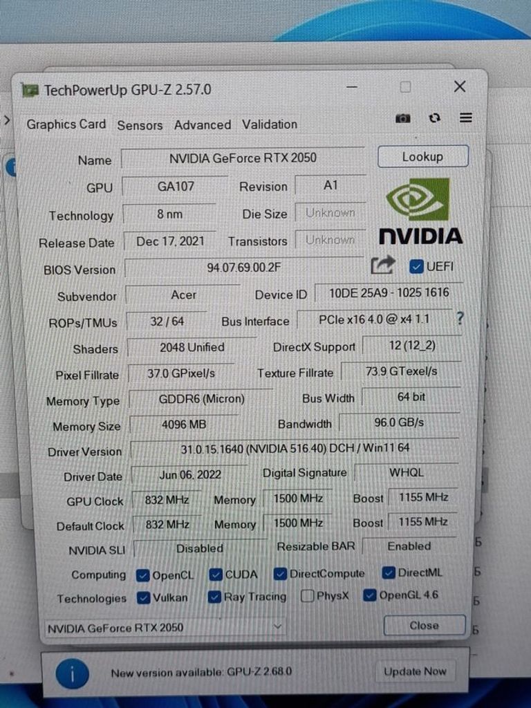 Acer 15/core i5-1235u ddr5/16gb ddr5/ssd 512 gb/geforce rtx2050 4gb Код:01-200761147. Зображення 5