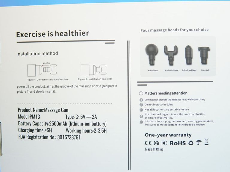 VEVOR; 12V; 2500mAh; 6 швидкостей, 4 масажні головки, для знеболення, розслаблення м'я Код:null. Изображение 9