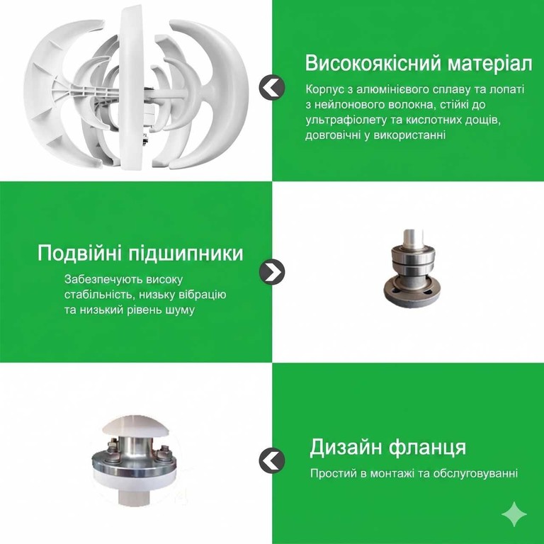 Вітровий генератор 5 лопатей 400 Вт 12/24 V, для дому, промисловості, енергетики з контролером. Код:null. Изображение 9