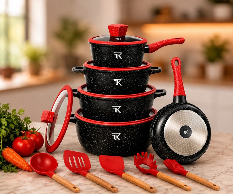 Купити Top Kitchen TK00050L з мармуровим покриттям, 10 предметів + кухонне приладдя Б/У