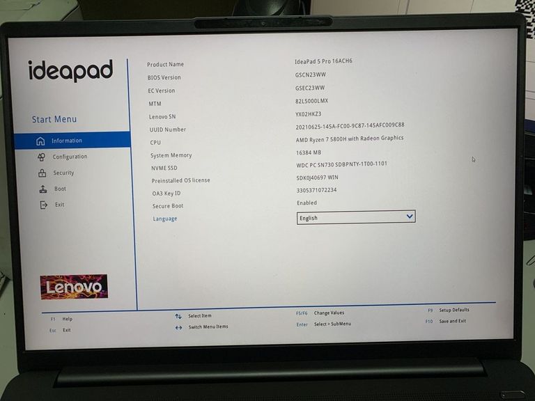 Объявление Lenovo 16/ryzen 7 5800h ddr4/16gb ddr4/hdd *відсутній/ssd 1000 gb/*інтегрована Б/У