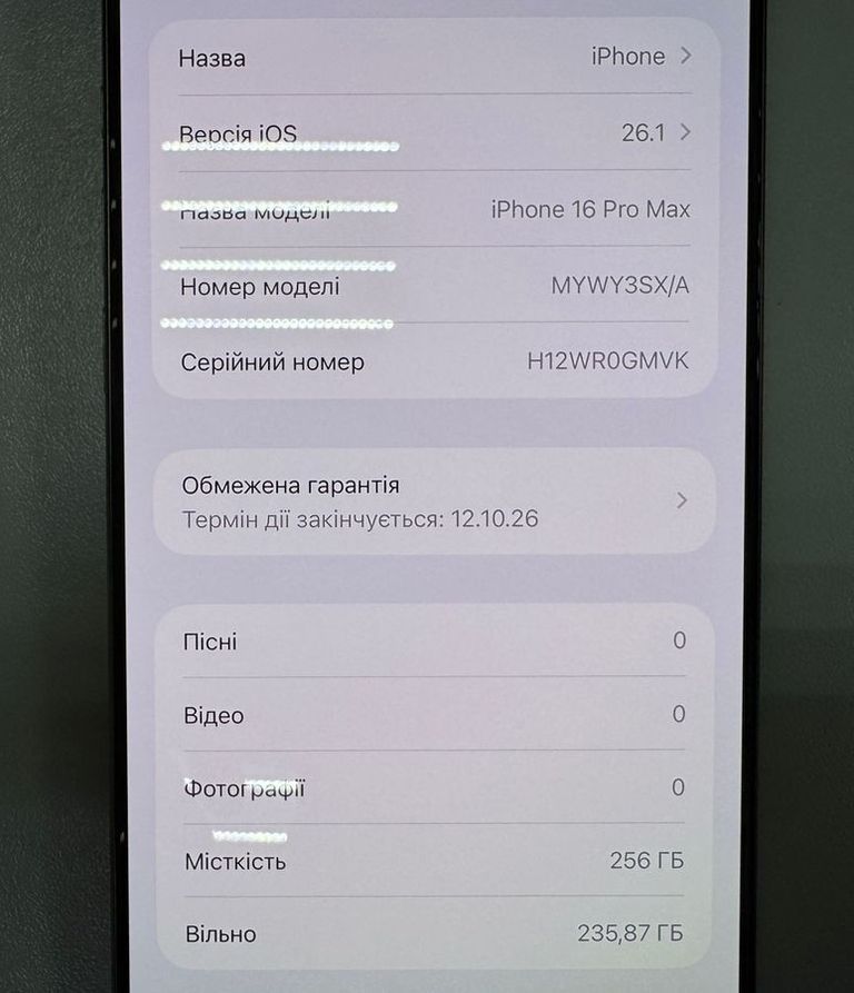 Объявление Apple iPhone 16 Pro Max 256GB Black Titanium (MYWV3) Б/У