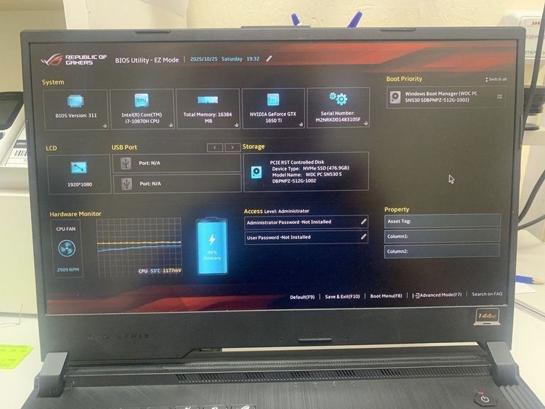Оголошення Asus 15/core i7-10870h ddr4/16gb ddr4/ssd 512 gb/geforce gtx1650ti 4gb Б/У