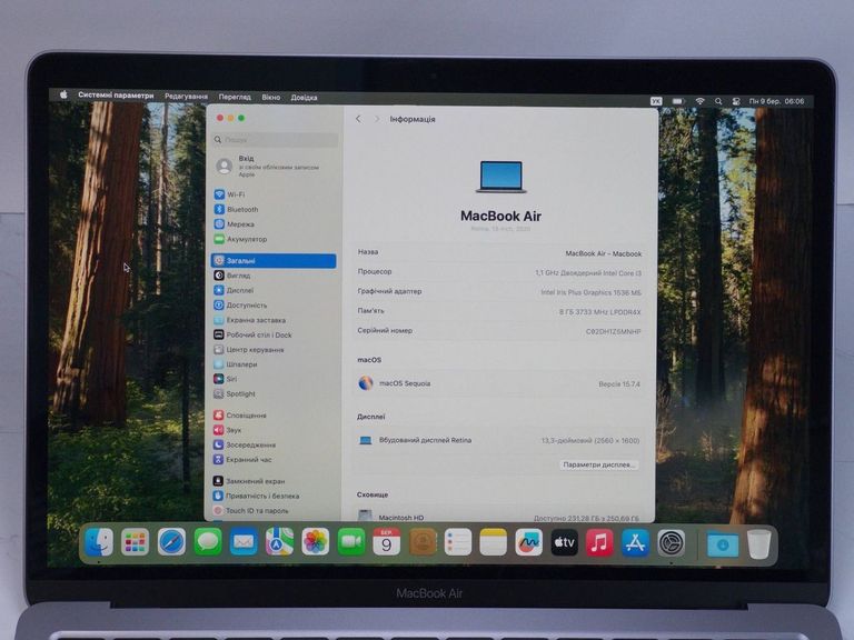 Оголошення Apple macbook air 13" 2020 a2179 core i3 1,1ghz/ram8gb/ssd256gb/intel iris plus graphics Б/У