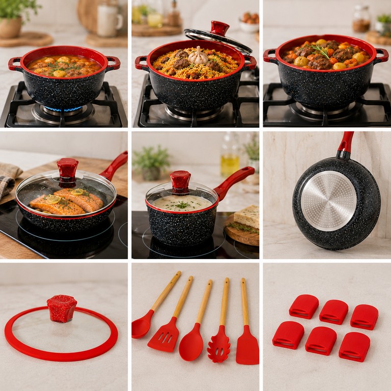 Оголошення Top Kitchen TK00050L з мармуровим покриттям, 10 предметів + кухонне приладдя Б/У