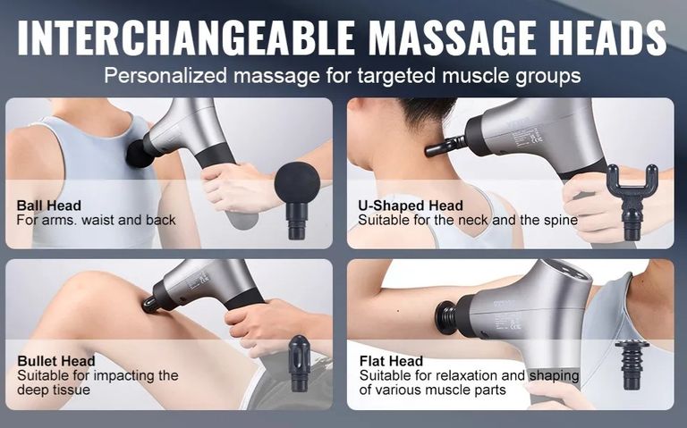 VEVOR; 12V; 2500mAh; 6 швидкостей, 4 масажні головки, для знеболення, розслаблення м'я Код:null. Изображение 11
