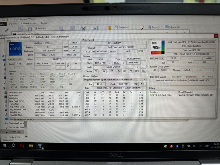 Оголошення Dell 14/core i7-1185g7 ddr4/16gb ddr4/hdd *відсутній/ssd 256 gb/*інтегрована Б/У