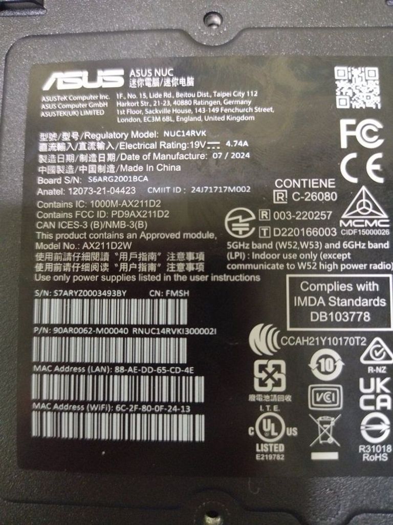 Asus nuc pro/ nuc14rvk / core i3 100u/ ram16gb/ ssd256gb Код:01-200550759. Изображение 5