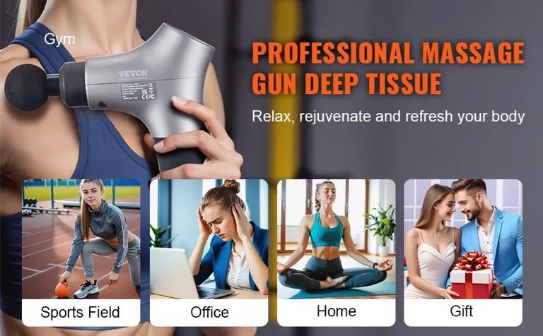 VEVOR; 12V; 2500mAh; 6 швидкостей, 4 масажні головки, для знеболення, розслаблення м'я Код:null. Изображение 12