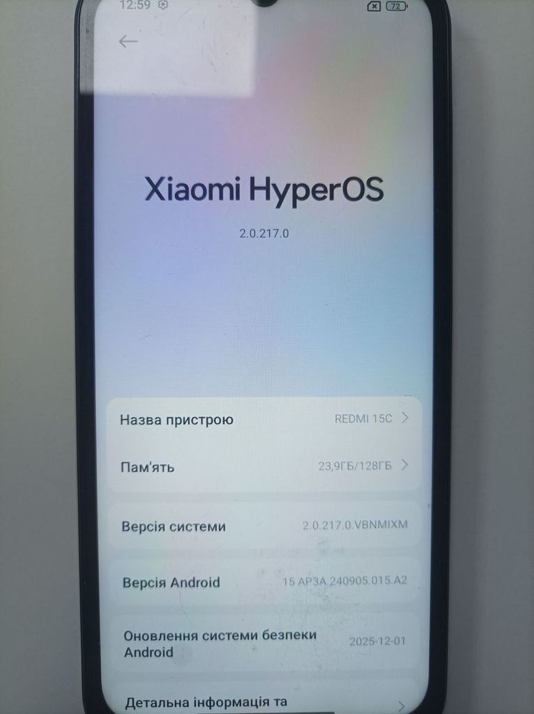 Оголошення Xiaomi Redmi 15C 4G 6/128GB Midnight Black Б/У