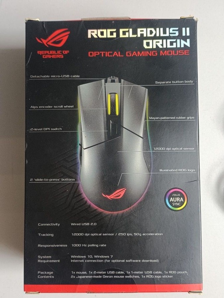 Оголошення Asus ROG Gladius II Origin Black (90MP00U1-B0UA00) Б/У