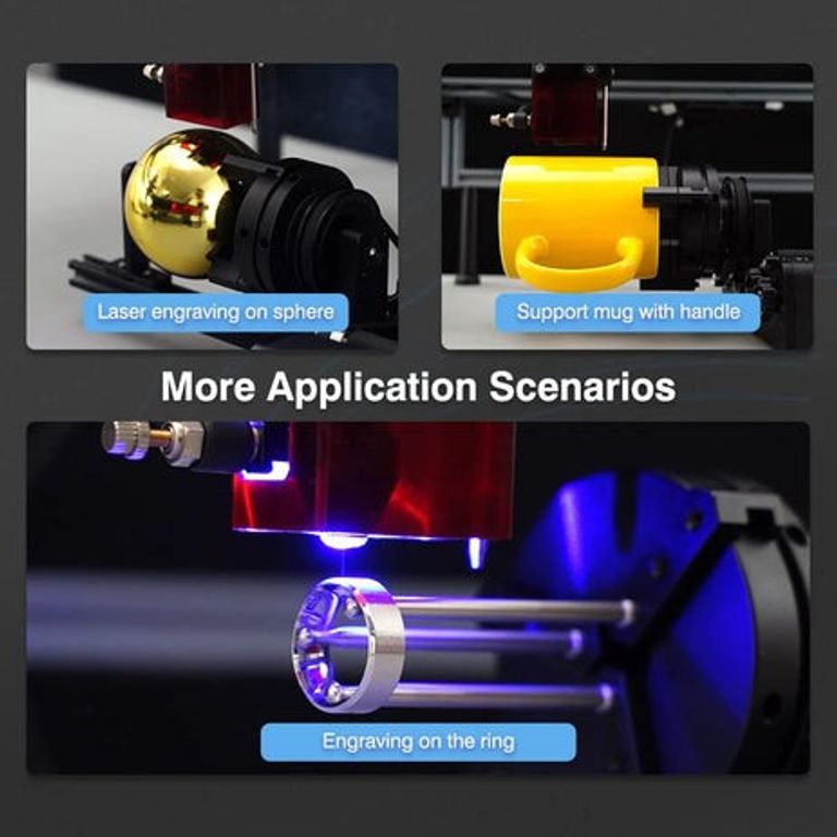 Роторний роликовий патрон Two Trees TR2 PRO, роторний, для лазерного гравірування циліндричних об'єктів. Новий.  Код:null. Зображення 8