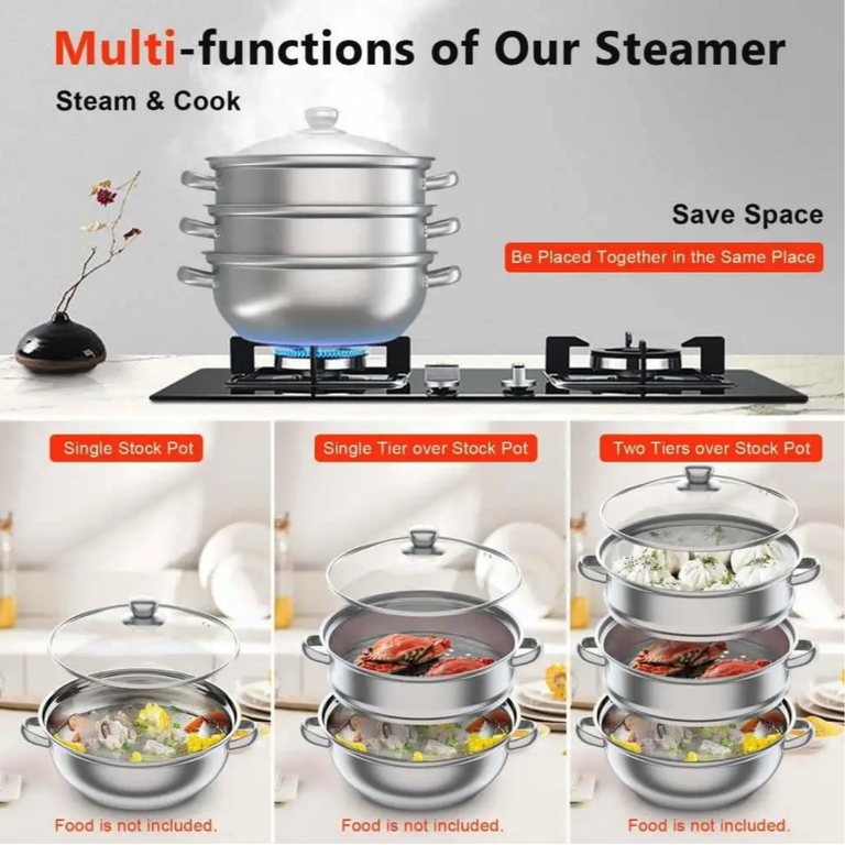 Пароварка 3-х рівнева A-PLUS 2068 (28 см) Код:null. Зображення 6