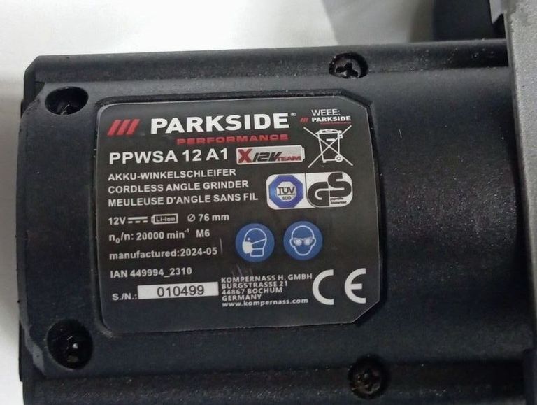 Дешево Parkside ppwsa 12 a1 + 1акб paok 12 2.5a1 2.5ah + 1акб papk 12 a4 2.0ah+ зарядка plgk 12 a3 з ломбарду