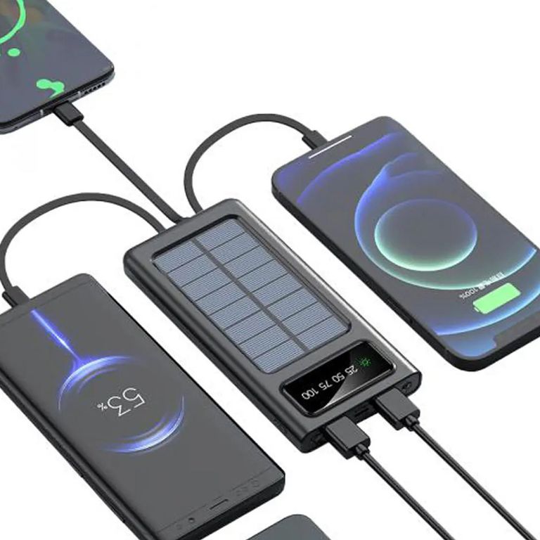 Портативний зарядний пристрій на 10000mAh, Power Bank на сонячній батареї, заряджання