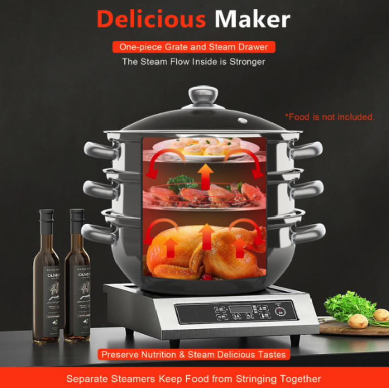 Пароварка 3-х рівнева A-PLUS 2068 (28 см) Код:null. Зображення 5