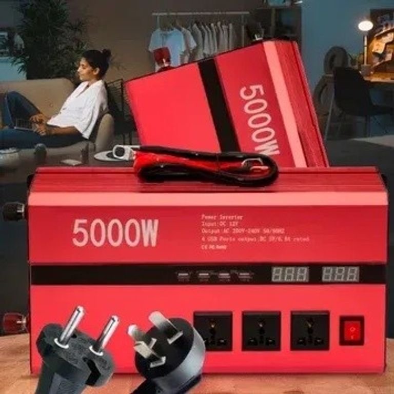 Купити Інвертор перетворювач напруги 06-5 Power Invertor 12V-220V 5000W (LUX) червоний Б/У