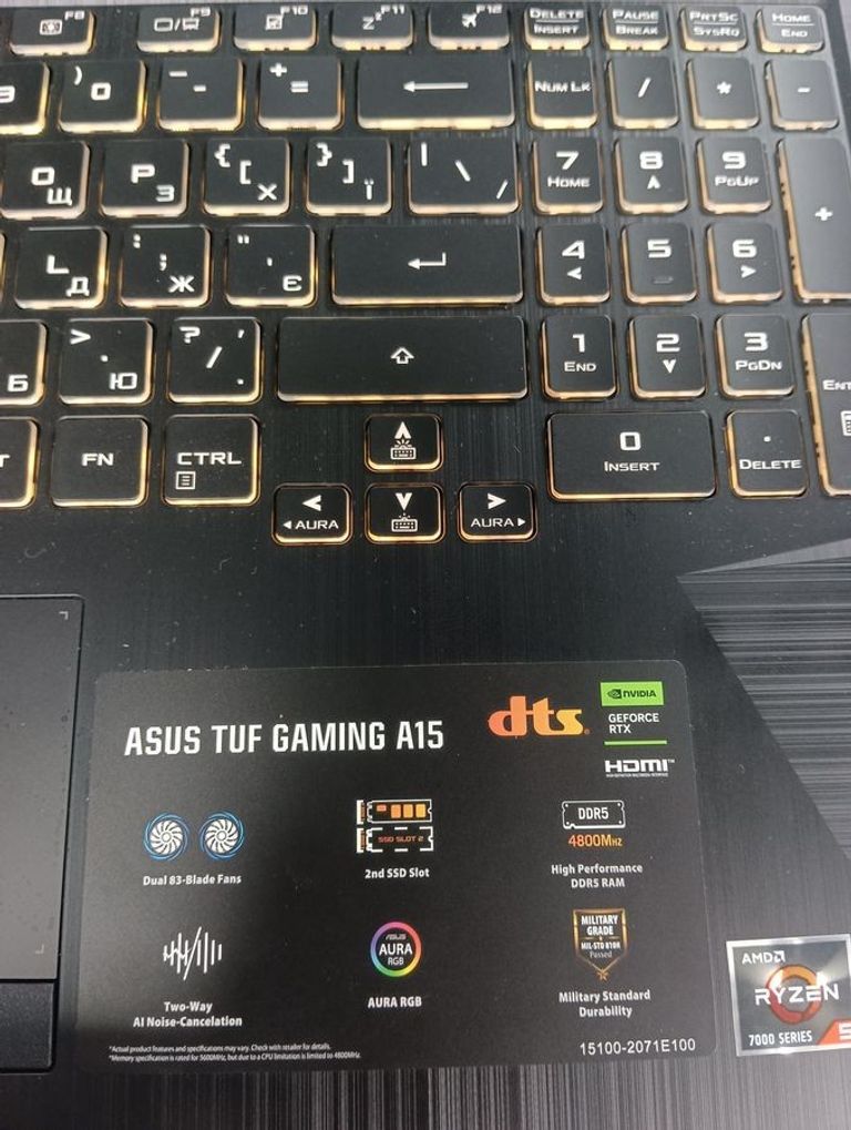 Asus 15/ryzen 5 7535hs ddr5/16gb ddr5/hdd *відсутній/ssd 1000 gb/geforce rtx2050 4gb Код:01-200858650. Зображення 11