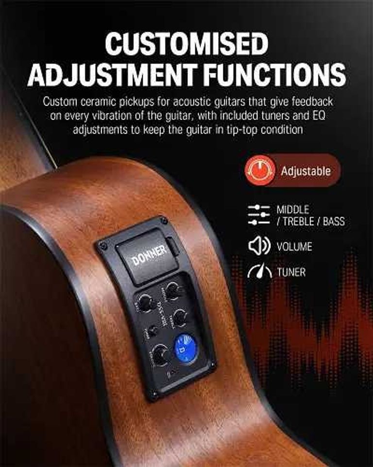 Акція! Акустична Електрогітара Donner з червоного дерева DAE-41 41-дюймовий корпус. Нова. Код:null. Зображення 4