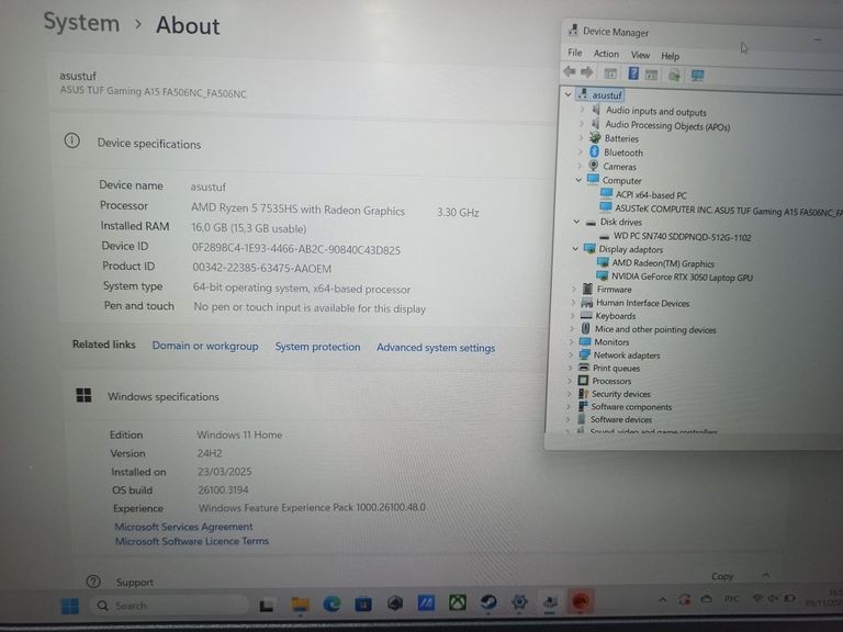 Asus 15/ryzen 5 7535hs ddr5/16gb ddr5/ssd 512 gb/geforce rtx3050 4gb Код:01-200782843. Изображение 9