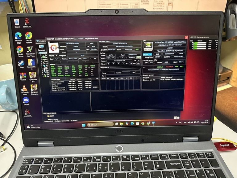 Купить Lenovo 15/ryzen 5 7235hs ddr5/16gb ddr5/hdd *відсутній/ssd 512 gb/geforce rtx3050 6gb Б/У