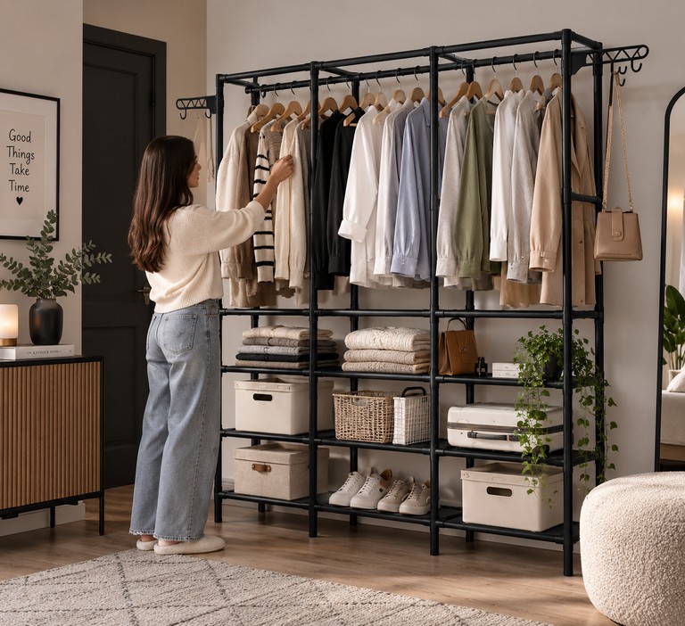 Дешиво Wardrobe з полицями та штангами для одягу 160х36х170см с ломбарда