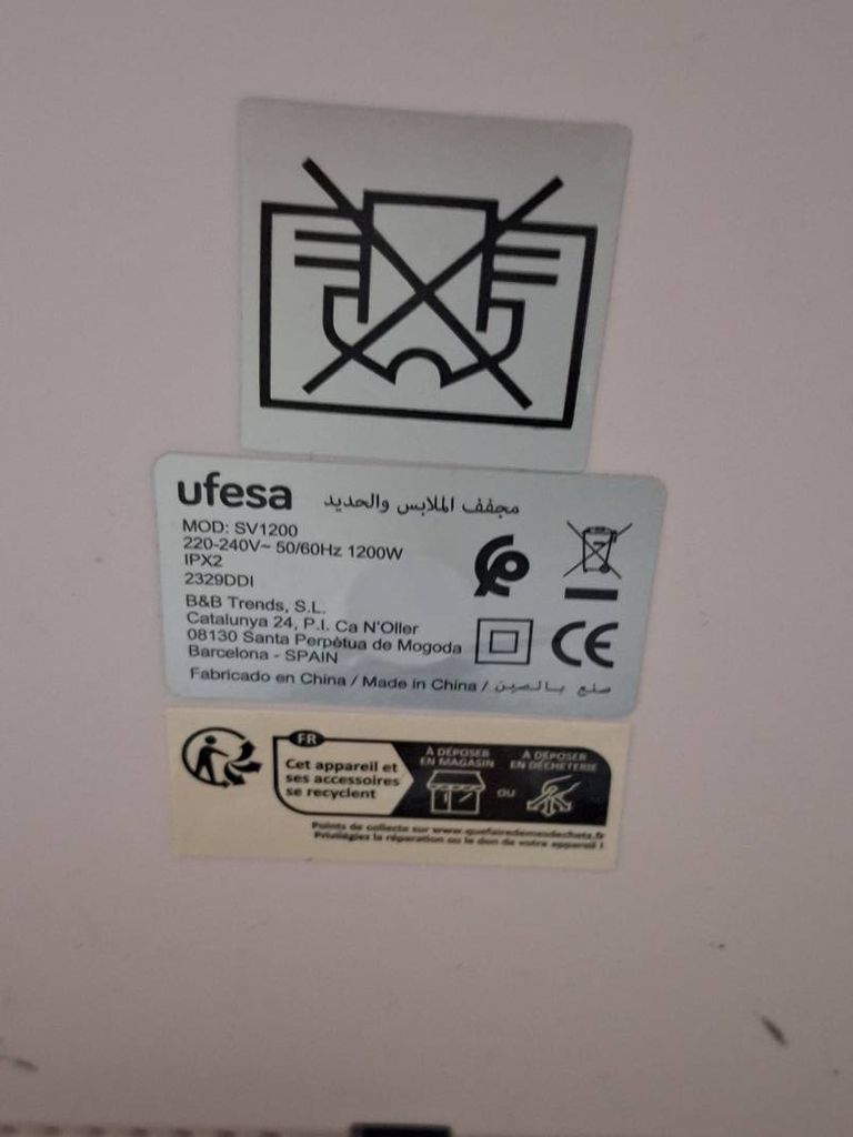 Ufesa dryer sv1200 Код:01-200431374. Зображення 5