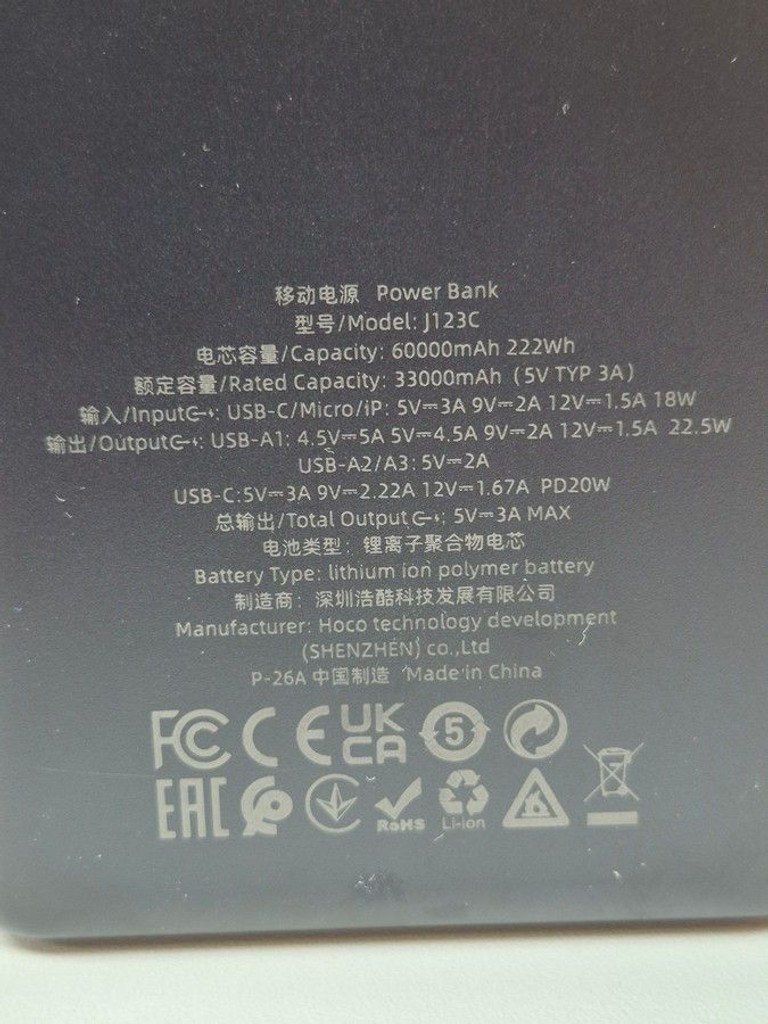 Hoco J123C Element 60000mAh 22.5W Black Код:01-201098319. Изображение 5