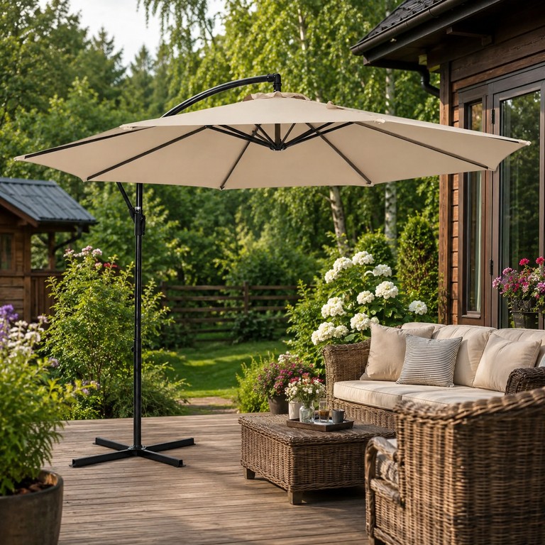 Garden umbrella регульована з нахилом 3 м Бежева / Вулична водонепроникна парасолька Код:null. Зображення 4