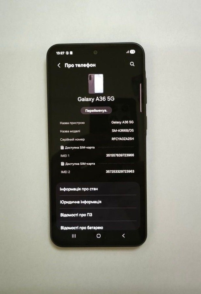 Оголошення Samsung galaxy a36 5g 8/256gb Б/У