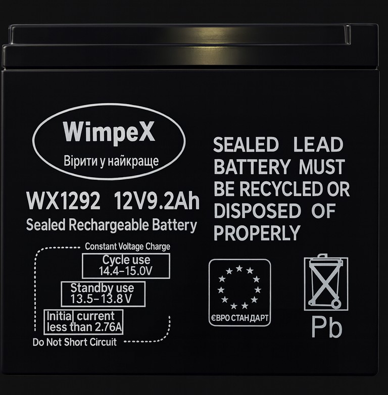 Оголошення Акумулятор Wimpex WX1292 12 В та ємністю 9.2 А·год для резервного та автономного живлення Б/У