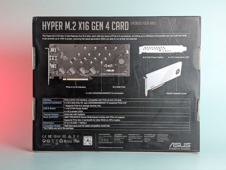 Плата-адаптер Asus PCIe Hyper M.2 X16 PCIe 4.0 X4 Expansion Card GEN 4 — 256 Gbps. Нова. Код:null. Изображение 8