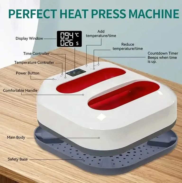 Акція! Портативний термопрес для футболки, взуття, сумки, шапки, міні-термопрес 15x15 дюймів, інтелектуальний контроль температу Код:null. Зображення 10